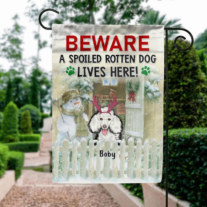 Personalized Christmas Pet Flag Sign - Up to 5 Dogs/Cats - Christmas Gift For Dog/Cat Lover - Crazy Dogs Live Here Don't Knock
