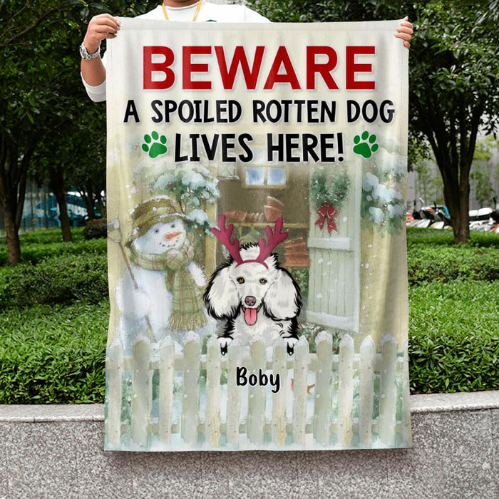 Personalized Christmas Pet Flag Sign - Up to 5 Dogs/Cats - Christmas Gift For Dog/Cat Lover - Crazy Dogs Live Here Don't Knock