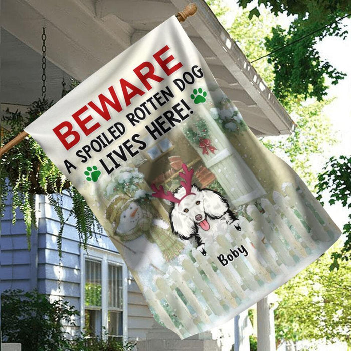 Personalized Christmas Pet Flag Sign - Up to 5 Dogs/Cats - Christmas Gift For Dog/Cat Lover - Crazy Dogs Live Here Don't Knock