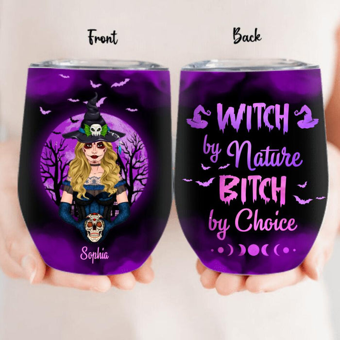 Custom Personalized Witch Friend Wine Tumbler - Upto 3 Girls - Gift For Halloween/Friends/Besties - Witches By Nature