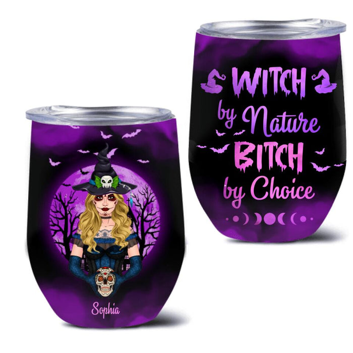 Custom Personalized Witch Friend Wine Tumbler - Upto 3 Girls - Gift For Halloween/Friends/Besties - Witches By Nature