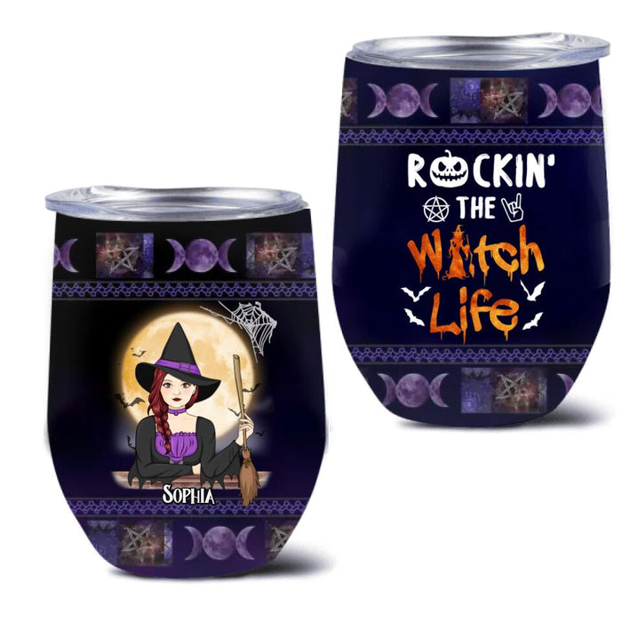 Custom Personalized Witch Wine Tumbler - Halloween Gift Idea - Rockin' The Witch Life