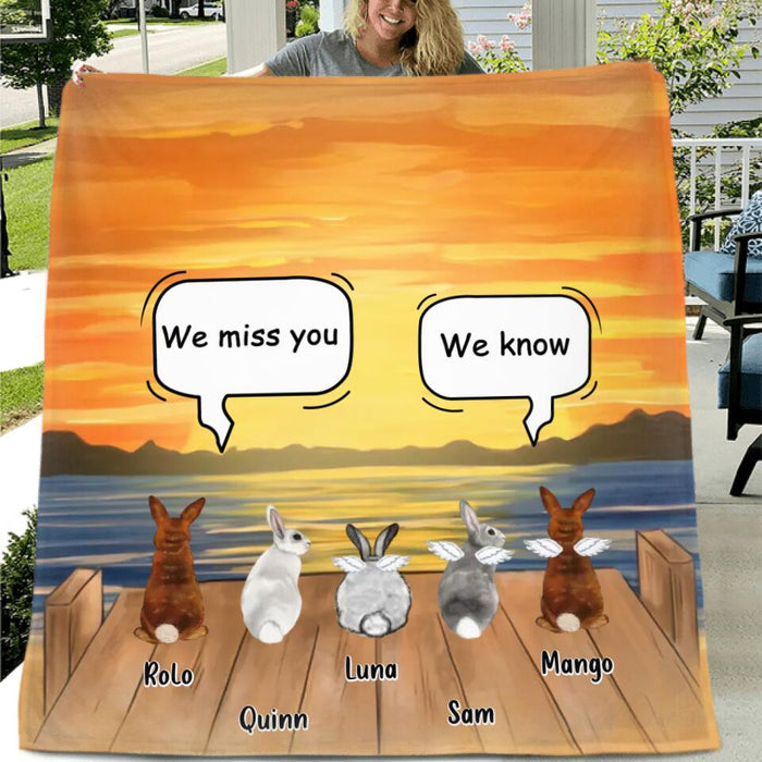 Personalized Memorial Rabbits Quilt/Fleece Blanket/Pillow Cover - Up to 5 Rabbits - Memorial Gift Idea For Rabbits Owners