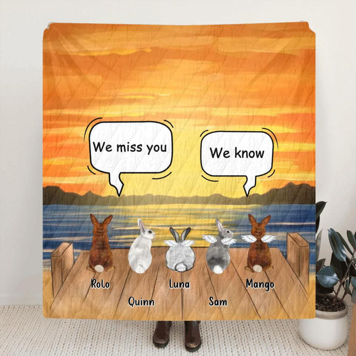 Personalized Memorial Rabbits Quilt/Fleece Blanket/Pillow Cover - Up to 5 Rabbits - Memorial Gift Idea For Rabbits Owners