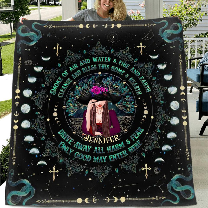 Personalized Wicca Quilt/Fleece Throw Blanket - Gift Idea For Halloween, Witch, Wicca Decor, Pagan Decor - Only Good May Enter Here