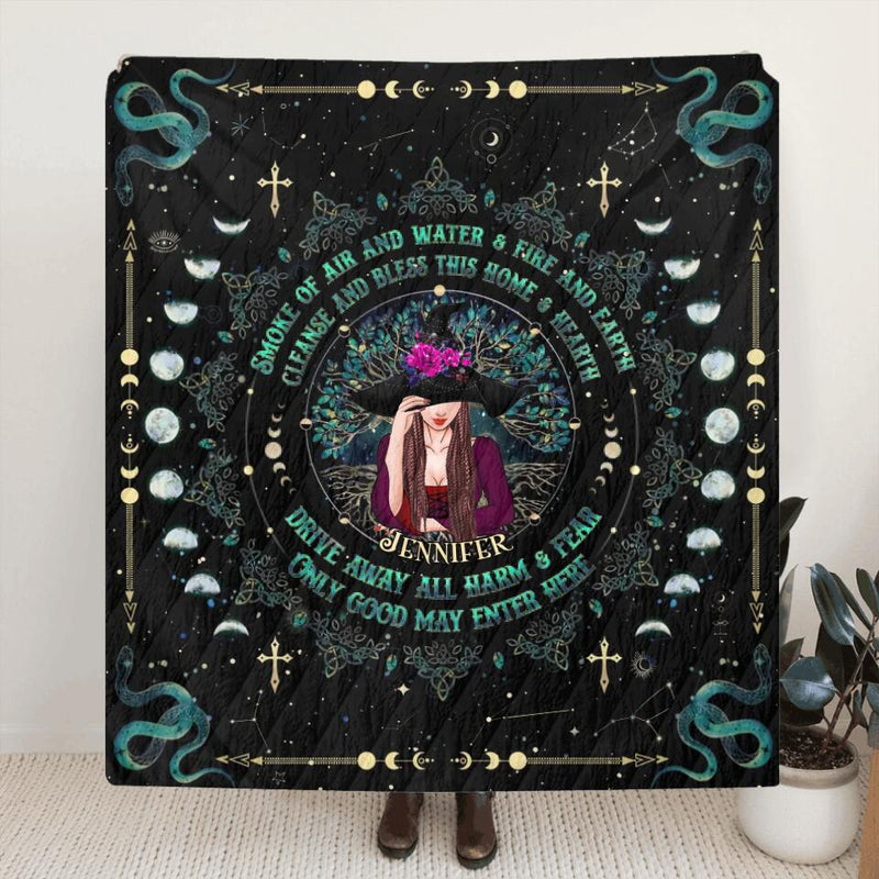 Personalized Wicca Quilt/Fleece Throw Blanket - Gift Idea For Halloween, Witch, Wicca Decor, Pagan Decor - Only Good May Enter Here