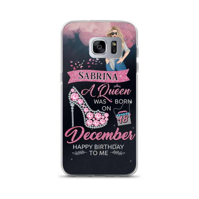 Custom Personalized Birthday Queen Phone Case - Gift Idea For Friends/Birthday - A Queen Was Born - Case for iPhone/Samsung