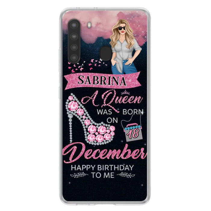 Custom Personalized Birthday Queen Phone Case - Gift Idea For Friends/Birthday - A Queen Was Born - Case for iPhone/Samsung