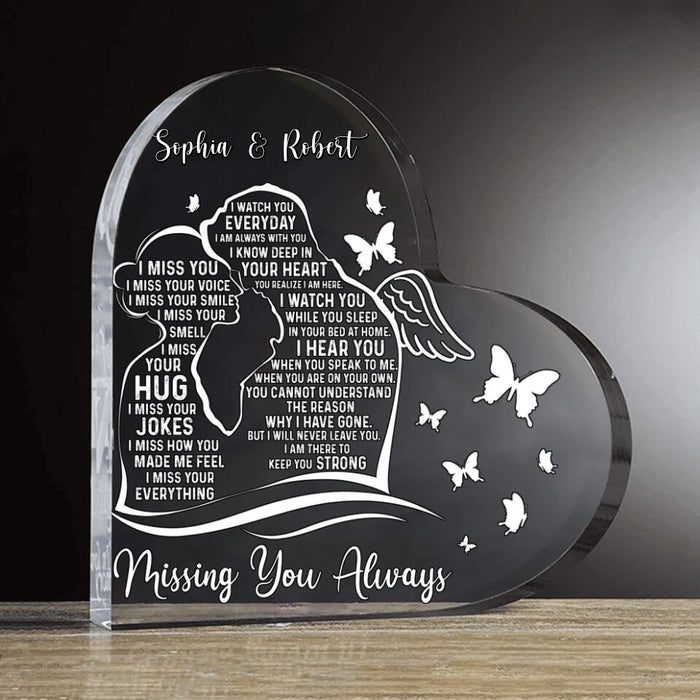 Custom Personalized Memorial Crystal Heart - Best Gift Idea For Couple - I Miss Your Everything