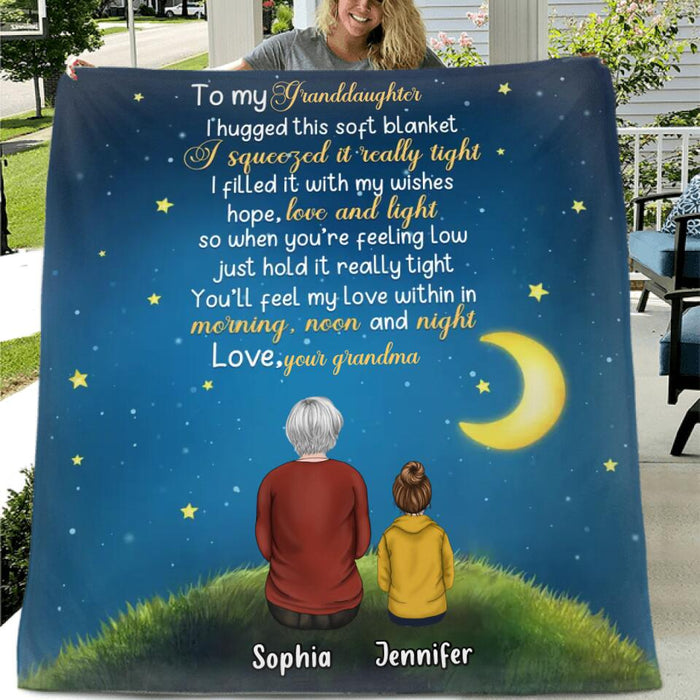 Custom Personalized To My Granddaughter Quilt/Single Layer Fleece Blanket/Pillow Cover - Gift Idea For Daughter - I Hugged This Soft Blanket/Pillow