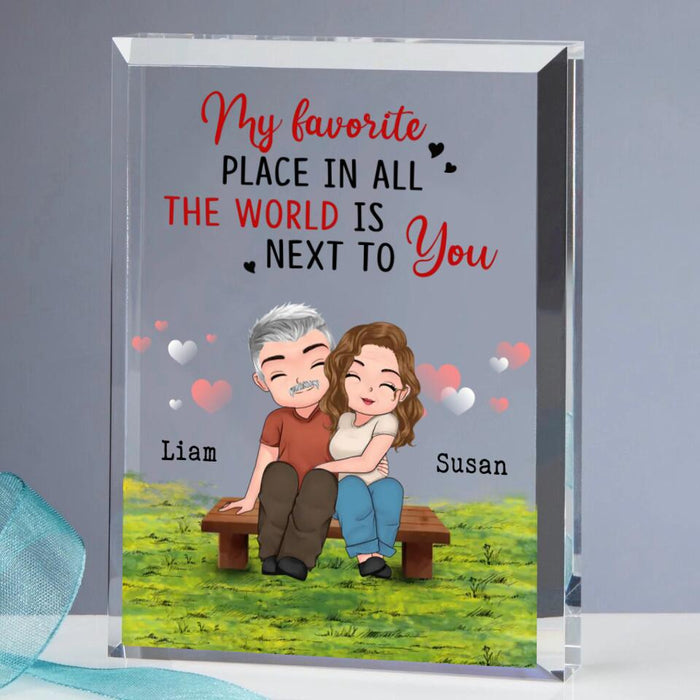 Personalized Couple Rectangle Acrylic Plaque - Gift Idea For Couple/Mother's Day Gift From Husband - My Favorite Place In All The World Is Next To You