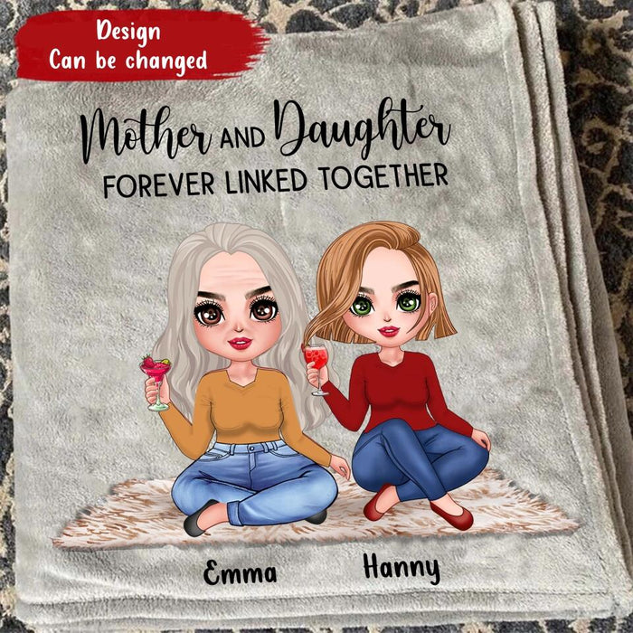 Custom Personalized Mother And Daughters Single Layer Fleece/ Quilt Blanket - Gift Idea For Mother And Daughter/Mother's Day Gift - Mother And Daughters Forever Linked Together