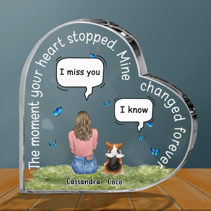 Custom Personalized Memorial Pet Crystal Heart - Upto 4 Pets - Memorial Gift for Dog/Cat/Rabbit Lover - The Moment Your Heart Stopped Mine Changed Forever
