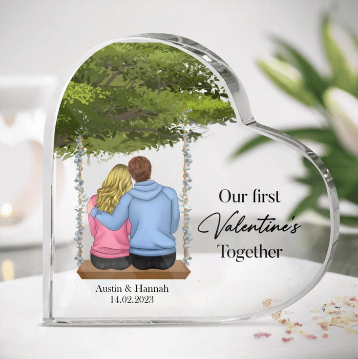 Custom Personalized Couple Crystal Heart - Gift Idea For Couple/ Valentine's Day/ Gift For Her/Him - Our First Valentine's Together