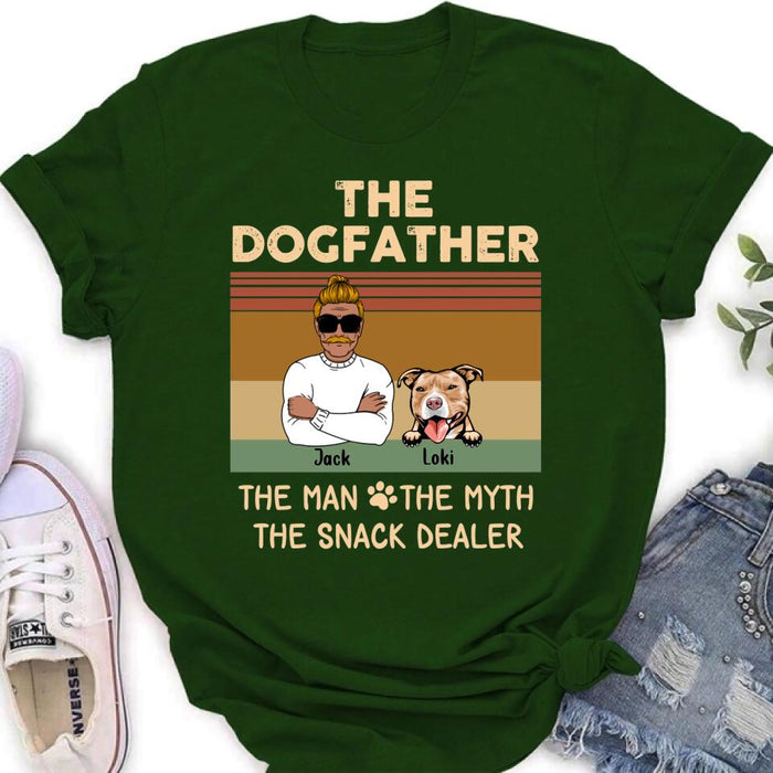 Custom Personalized Pet Dad T-shirt/ Long Sleeve/ Sweatshirt/ Hoodie - Upto 4 Pets - Gift Idea For Dog/Cat Lover - Fur Dad The Man The Myth The Snack Dealer