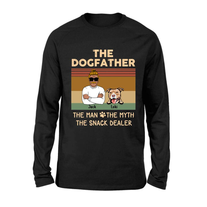 Custom Personalized Pet Dad T-shirt/ Long Sleeve/ Sweatshirt/ Hoodie - Upto 4 Pets - Gift Idea For Dog/Cat Lover - Fur Dad The Man The Myth The Snack Dealer