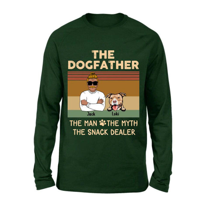 Custom Personalized Pet Dad T-shirt/ Long Sleeve/ Sweatshirt/ Hoodie - Upto 4 Pets - Gift Idea For Dog/Cat Lover - Fur Dad The Man The Myth The Snack Dealer