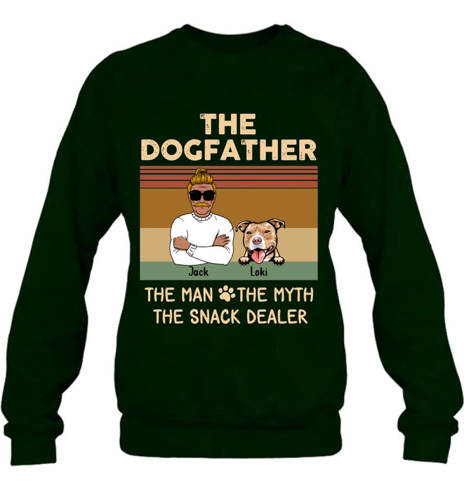 Custom Personalized Pet Dad T-shirt/ Long Sleeve/ Sweatshirt/ Hoodie - Upto 4 Pets - Gift Idea For Dog/Cat Lover - Fur Dad The Man The Myth The Snack Dealer