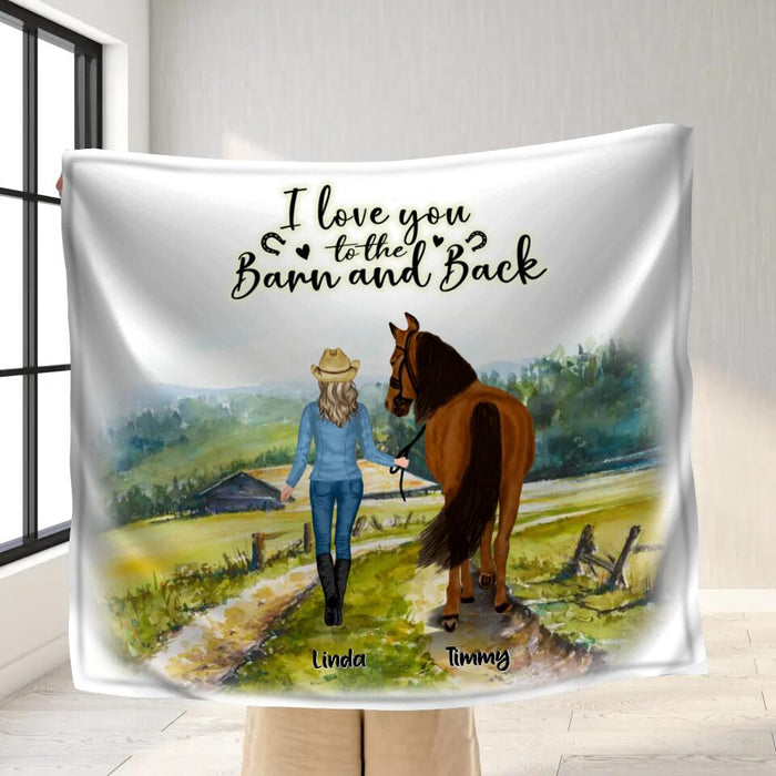 Custom Personalized Horse Girl Quilt/Fleece Blanket - Upto 7 Horses - Best Gift For Horse Lover - I Love You To The Barn and Back