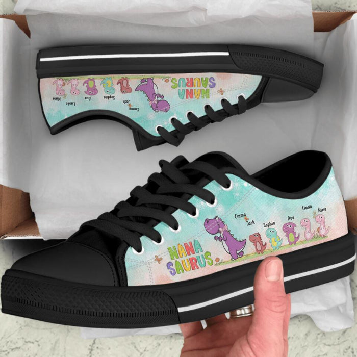 Custom Personalized Nanasaurus Low Top Sneakers - Mother's Day 2023 Gift - Nanasaurus