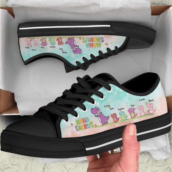 Custom Personalized Nanasaurus Low Top Sneakers - Mother's Day 2023 Gift - Nanasaurus