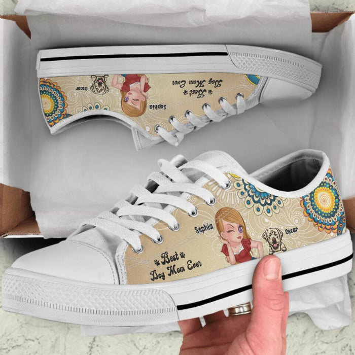 Custom Personalized Pet Mom Low Top Sneakers - Gift Idea For Dog Lovers with up to 5 Pets - Best Dog Mom Ever