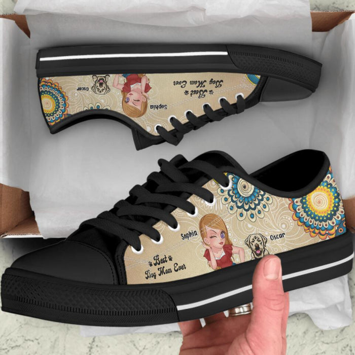 Custom Personalized Pet Mom Low Top Sneakers - Gift Idea For Dog Lovers with up to 5 Pets - Best Dog Mom Ever