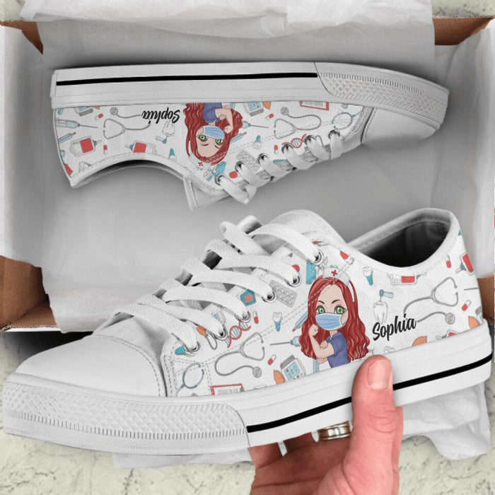 Custom Personalized Nurse Low Top Sneakers - Gift Idea For Nurse