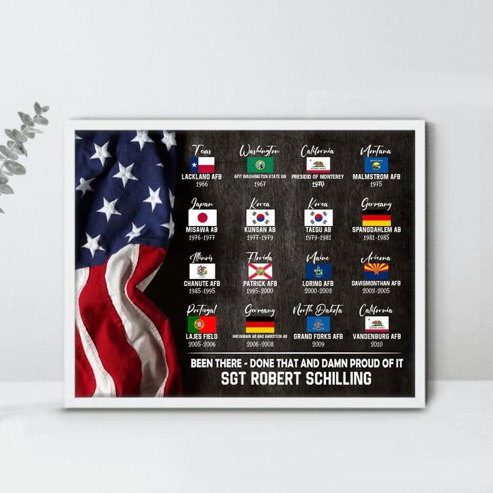 Custom Personalized Veteran Poster - Gift Idea For Veteran - Upto 16 Bases - Been There Done That And Damn Proud Of It