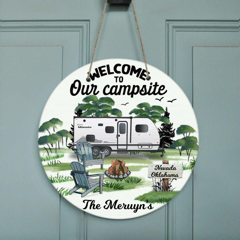 Personalized Camping Door Sign - Gift For Camping Lovers - Welcome To Our Campsite