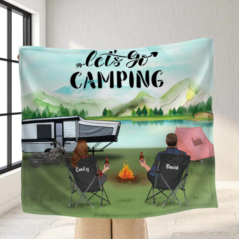 Personalized Day Camping Fleece/Quilt Blanket - Gift for Camping Lovers - Camping Family with Kids and Pets
