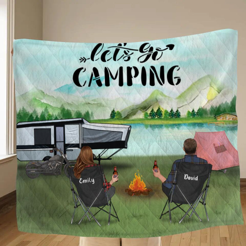 Personalized Day Camping Fleece/Quilt Blanket - Gift for Camping Lovers - Camping Family with Kids and Pets