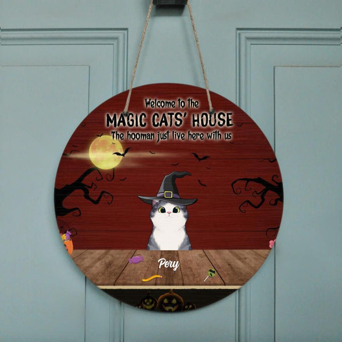 Personalized Halloween Cats Door Sign - Up to 5 Cats - Best Gift For Cat Lovers - Welcome To The Magic Cats' House - EAC1XW