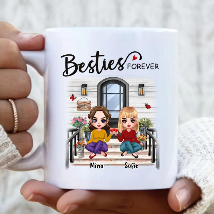 Personalized Besties Sisters Front Porch Coffee Mug - Up to 5 Women - Gift Idea For Friends/Sisters - Besties Forever