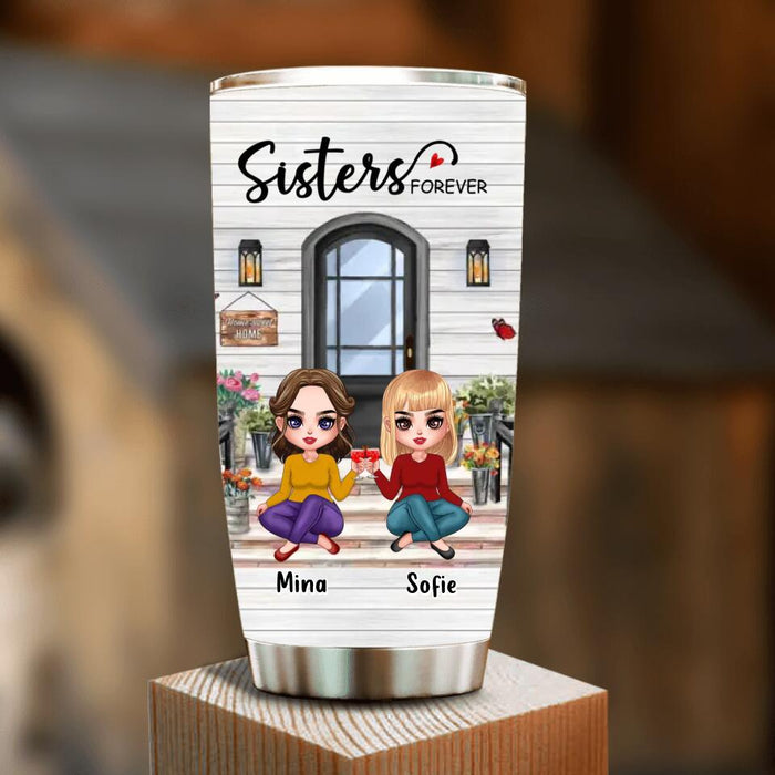 Personalized Besties Sisters Front Porch Tumbler - Up to 5 Women - Gift Idea For Friends/Sisters - Sisters Forever