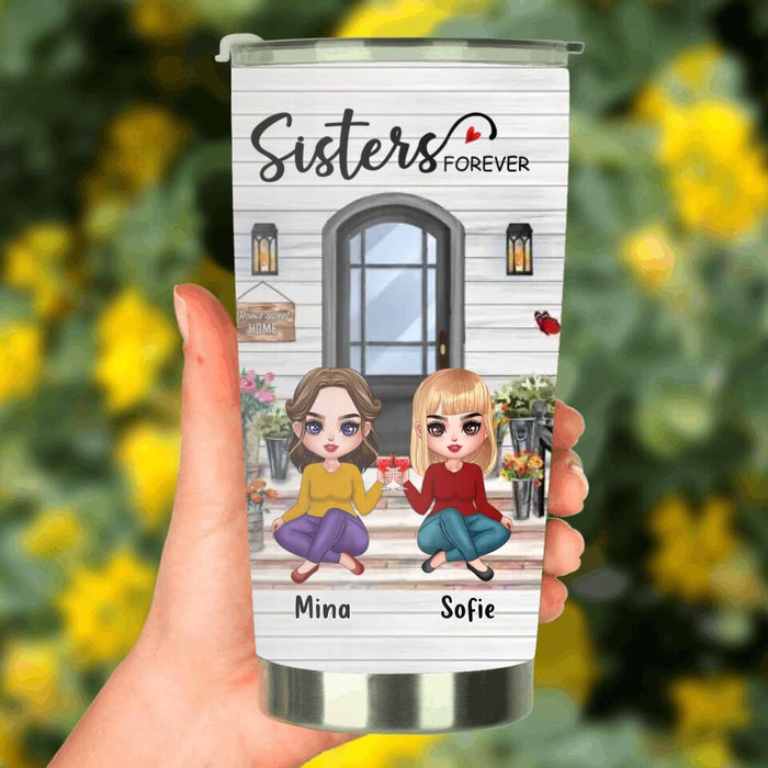 Personalized Besties Sisters Front Porch Tumbler - Up to 5 Women - Gift Idea For Friends/Sisters - Sisters Forever