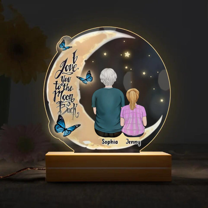 Custom Personalized Grandma Acrylic Night Light - Mother's Day Gift Idea for Grandma - I Love You To The Moon & Back