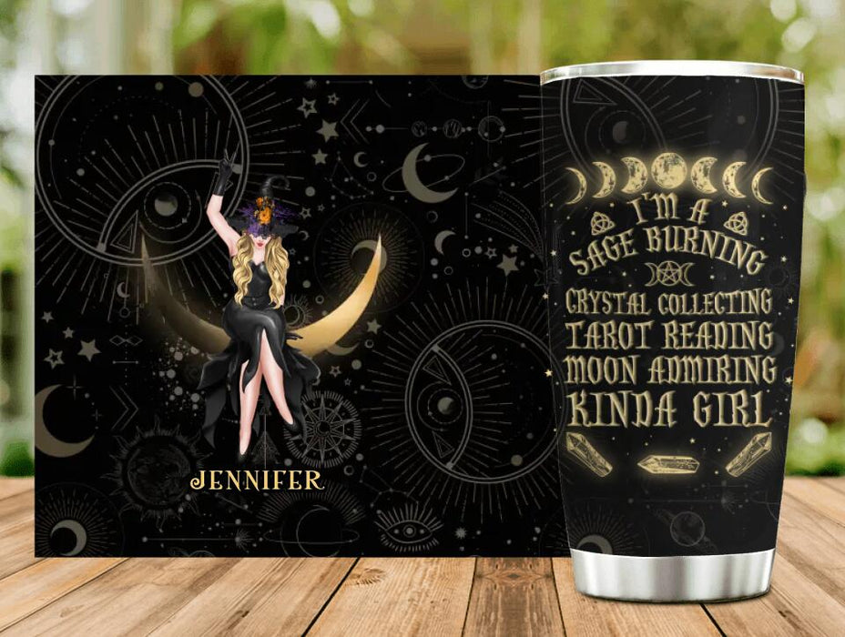 Custom Personalized Witch Tumbler - Gift Idea For Witch Lovers/Halloween - I’m A Sage Burning Crystal Collecting Tarot Reading Moon Admiring Kinda Girl