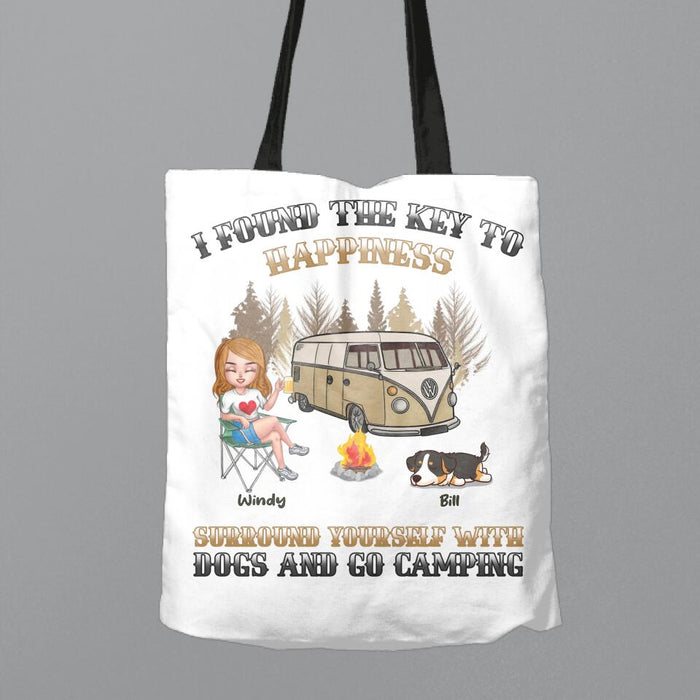 Personalized Dog Camping Queen Canvas Bag - Gift Idea For Camping Lovers/Friends/Dog Mom/Mother's Day Gift - Up to 3 Dogs - I Found The Key To Happiness