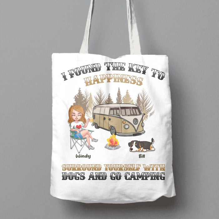Personalized Dog Camping Queen Canvas Bag - Gift Idea For Camping Lovers/Friends/Dog Mom/Mother's Day Gift - Up to 3 Dogs - I Found The Key To Happiness