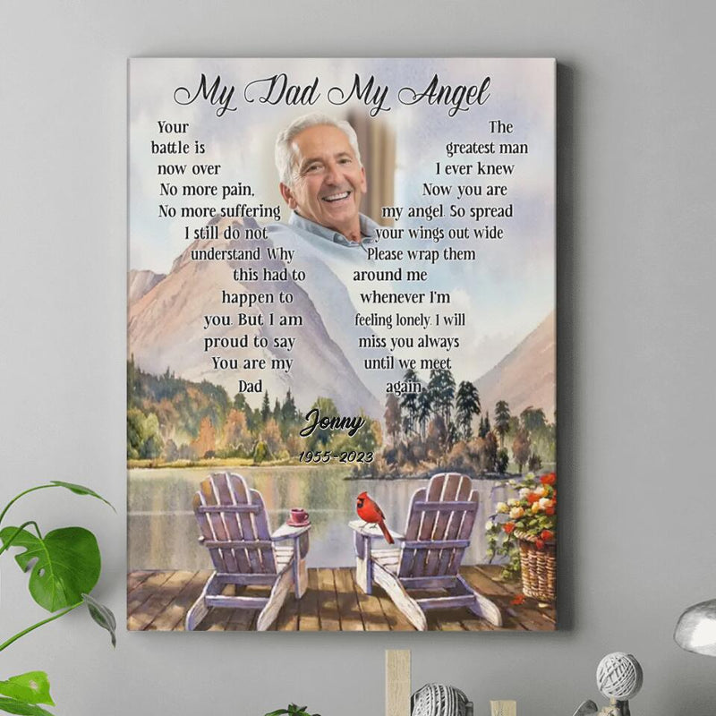 Personalized Memorial Photo Canvas - Gift Idea For Father's Day/Husband - My Dad/Husband My Angel