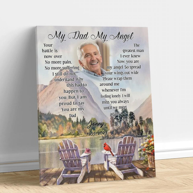 Personalized Memorial Photo Canvas - Gift Idea For Father's Day/Husband - My Dad/Husband My Angel