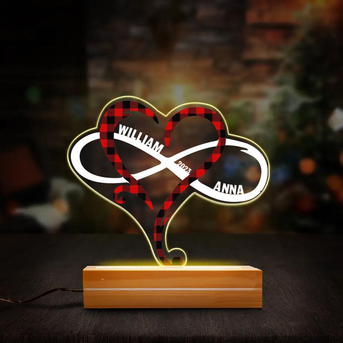 Custom Personalized Couple Heart Acrylic Night Light - Gift Idea For Couple/ Anniversary/Mother's Day/Father's Day Gift