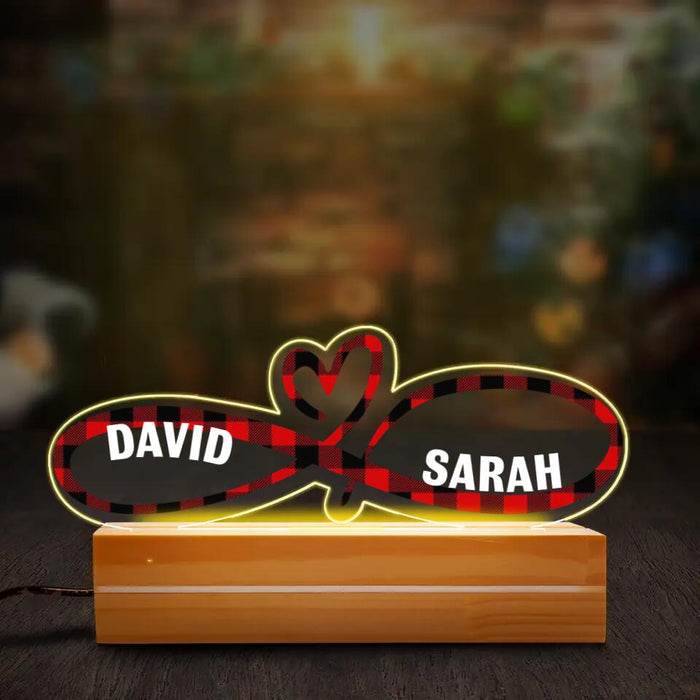 Custom Personalized Couple Infinity Love Acrylic Night Light - Gift Idea For Couple/ Anniversary/ Mother's Day/ Father's Day Gift