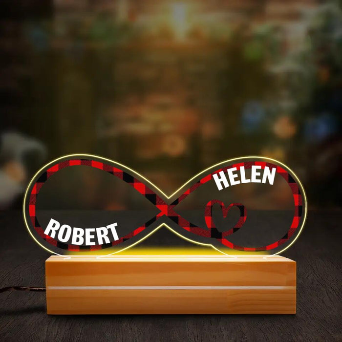 Custom Personalized Couple Infinity Love Acrylic Night Light - Gift Idea For Couple/ Anniversary/ Mother's Day/ Father's Day Gift
