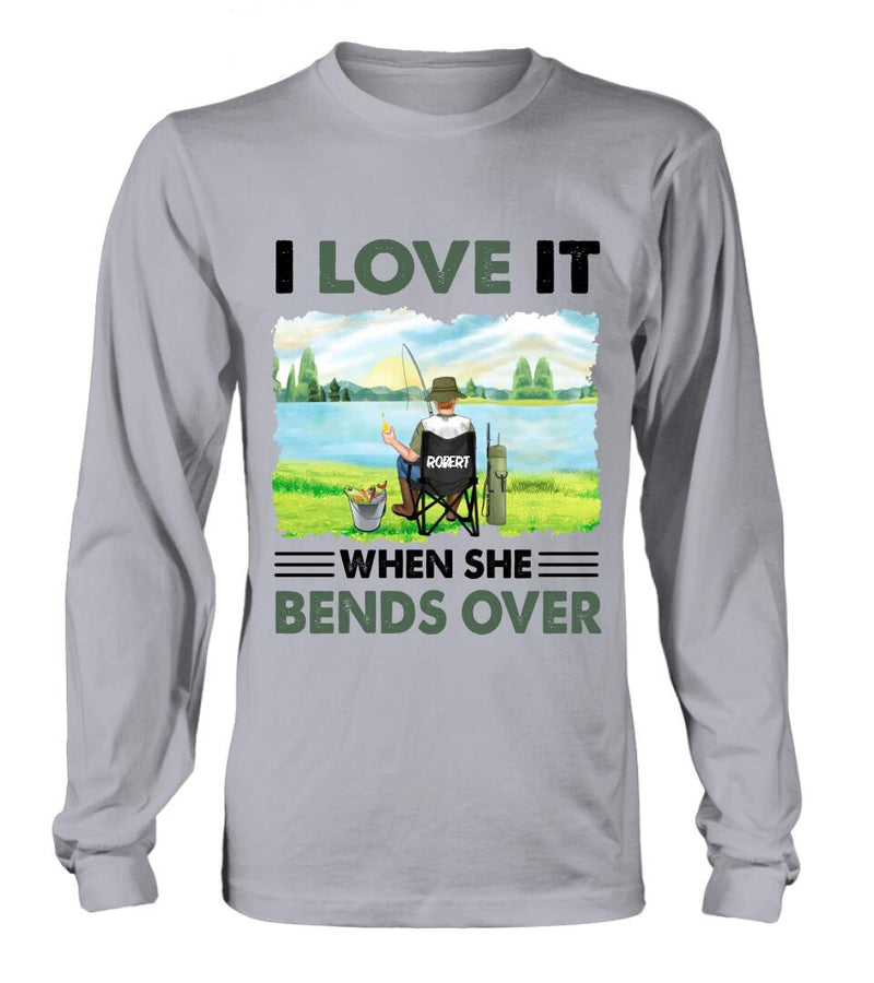 Personalized Fishing Shirt - Gift Idea For Couple/Fishing Lovers/Mother's Day/Father's Day - I Love It When She Bends Over