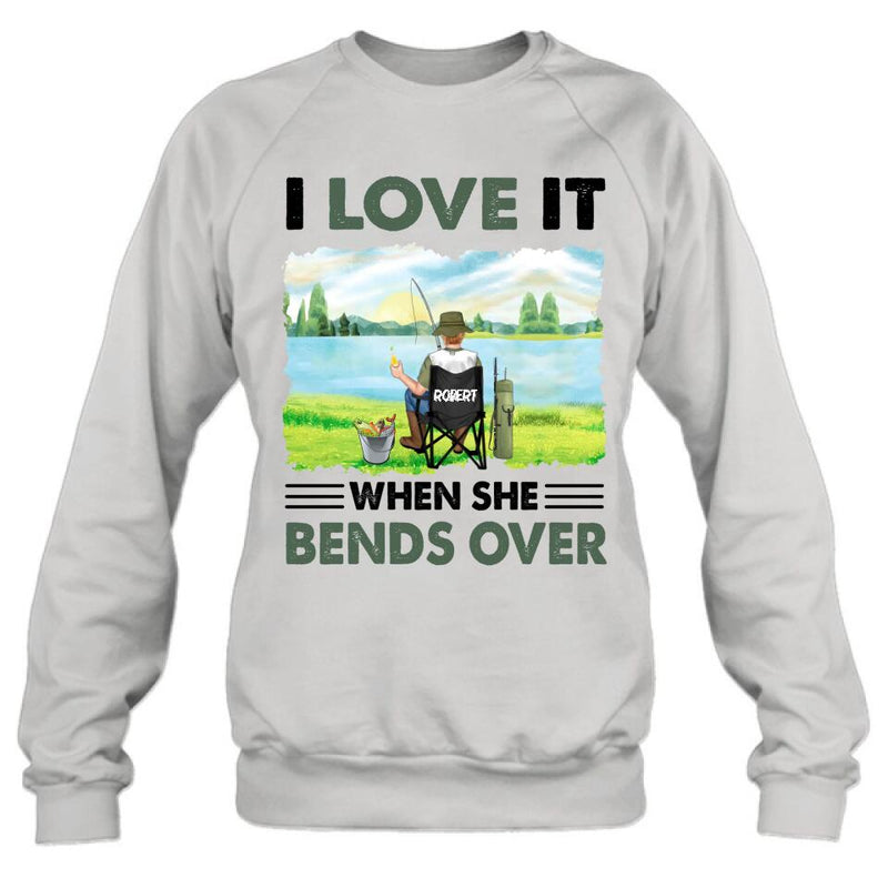 Personalized Fishing Shirt - Gift Idea For Couple/Fishing Lovers/Mother's Day/Father's Day - I Love It When She Bends Over