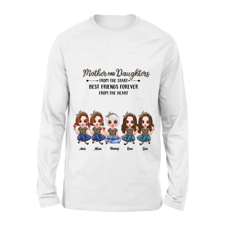 Personalized Mom Leopard Unisex T-shirt/Hoodie/Long Sleeve/Sweatshirt - Up to 4 Daughters - Gift Idea for Mother's Day - Mother And Daughter From The Start Best Friends Forever From The Heart