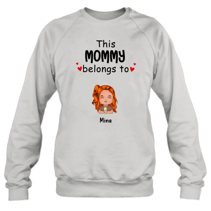 Personalized This Mommy Belongs To Doll Kids T-Shirt/Long Sleeve/Sweatshirt/Hoodie - Up to 7 Children - Gift Idea For Grandma/Grandpa/Dad/Mom/Mother's Day/Father's Day