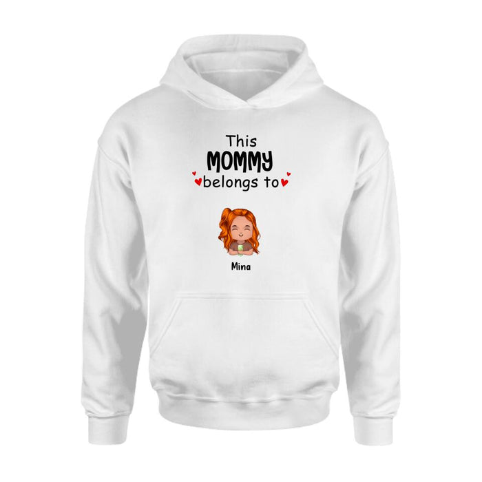 Personalized This Mommy Belongs To Doll Kids T-Shirt/Long Sleeve/Sweatshirt/Hoodie - Up to 7 Children - Gift Idea For Grandma/Grandpa/Dad/Mom/Mother's Day/Father's Day